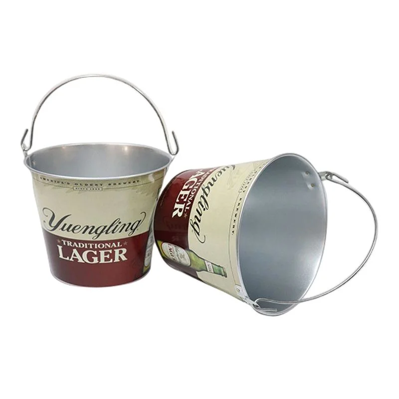 5L Custom Logo Galvanized Metal Tin Beer Cooler Wine Ice Bucket