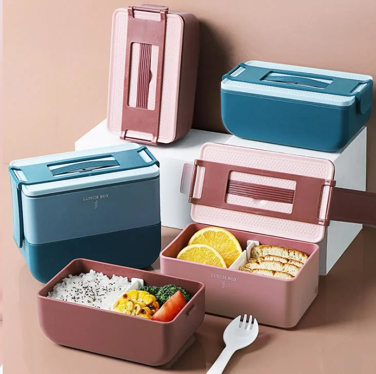 Multi-Layer Double 2 Layer Microwave Leakproof Takeaway Bento Box Plastic Lunch Box