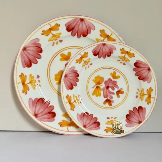 Paibee New Style Dinnerware Ceramic Flower Fine Bone China Plates Sets 