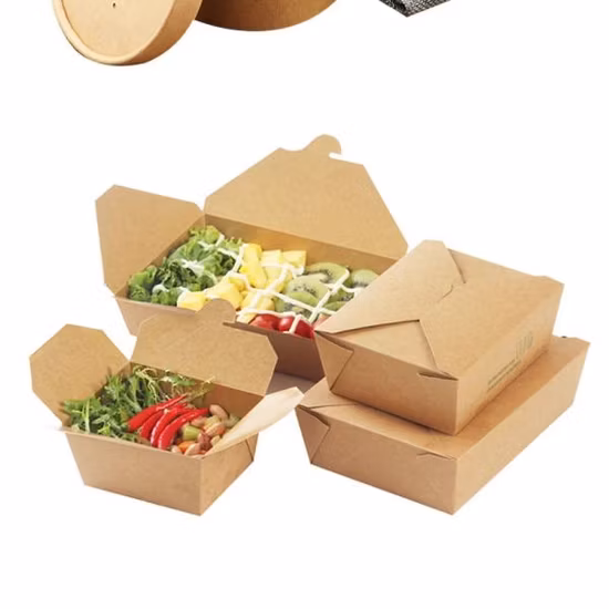 Disposable Burger French Fries Takeaway Salad Bowl Kraft Paper Box Lunch Food Container Box