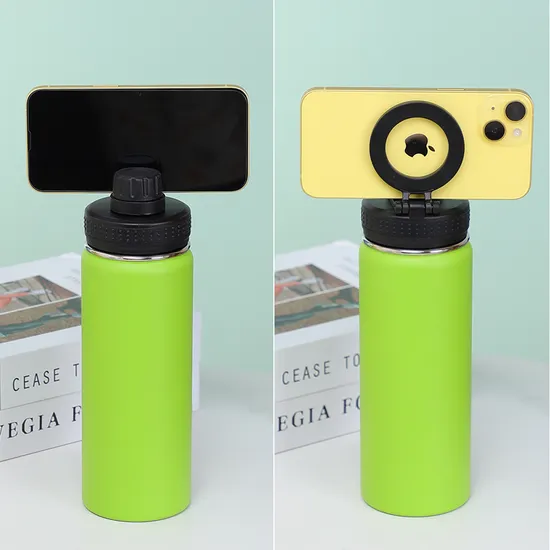 Insulated Travel Water Bottle for with Magnetic Phone Mount Stainless Steel Water Bottle with Phone Holder 