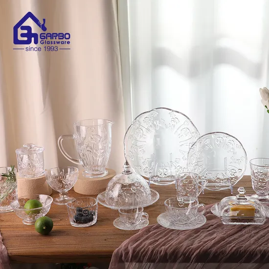 New Release Glass Jug Engraved Glass Pitcher 1300ml Clear Glass Carafe with Handle 