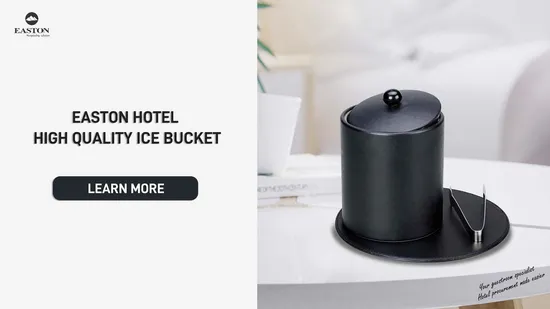 Hotel Black Luxury 1.2L Stainless Steel Ice Bucket with Leatherette 