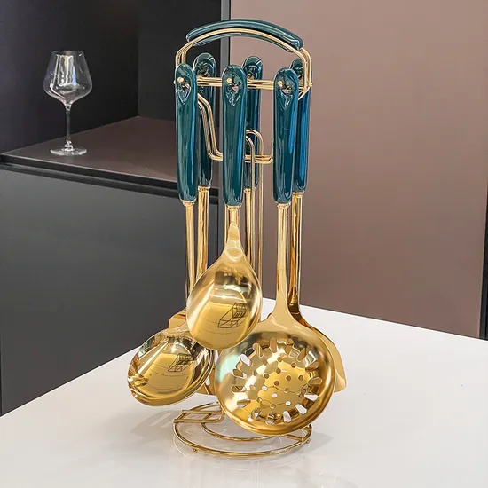 7 PCS Kitchen Utensil Set Stainless Steel Cooking Utensils Kit Spatula Spoon Colander Kitchenware 