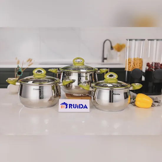 Home Kitchen Outdoor Stainless Steel Cooking Ware with Glass Lid 