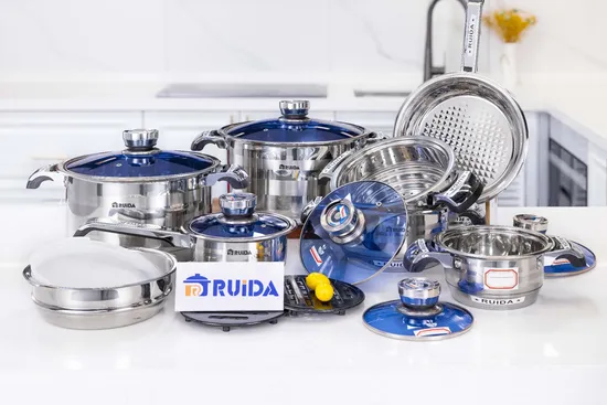 24/30PCS Stainless Steel Cookware Set Kitchen Ware with 7 Steps Bottom 