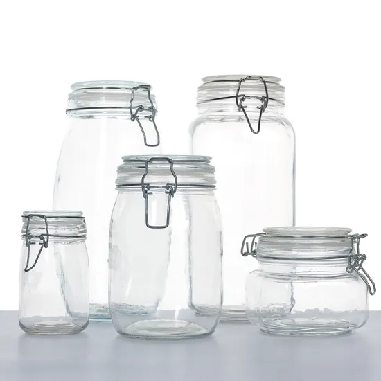 Airtight Glass Canister with Clamp Lids & Silicone Gaskets Metal Clip Glass Jars 