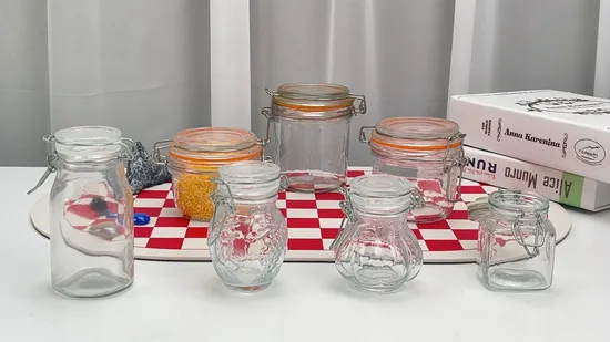 Locking Clamp Clear Glass Food Storage Airtight Home Canister 